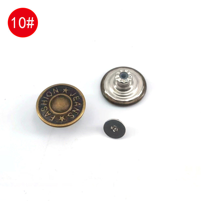 Wholesale In-Stock Waist-Cinching Button-Free Detachable Jeans Buttons, Eco-Friendly Buttons, Screw Metal I-Shaped Buckles
