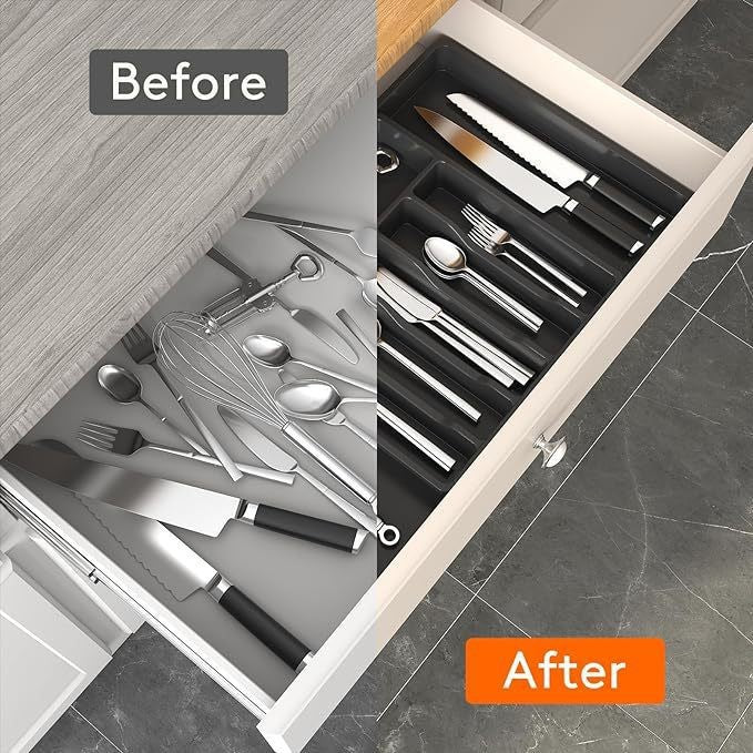 TEMU Cross-border New Expandable Utensil Tray Extended Tableware Storage Box Home Amazon