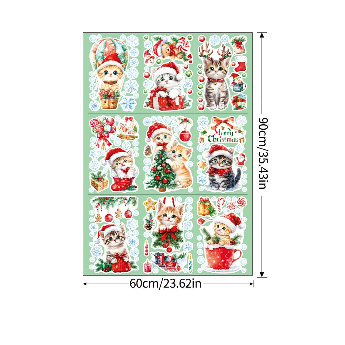 Cross Border Christmas Kitty Christmas Tree Snowflake Glass Electrostatic Sticker Holiday Party Window Decoration Self-Paste