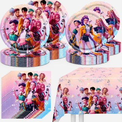 Amazon's New Pop Hunter Witch Group Theme Birthday Party Supplies Set Paper Plate Tissue Tablecloth Decoration