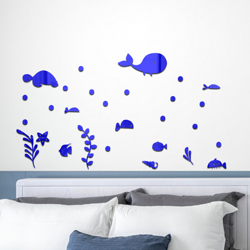 JM593 Ocean World cartoon acrylic wall children's room living room layout self-adhesive mirror wall stickers decorations