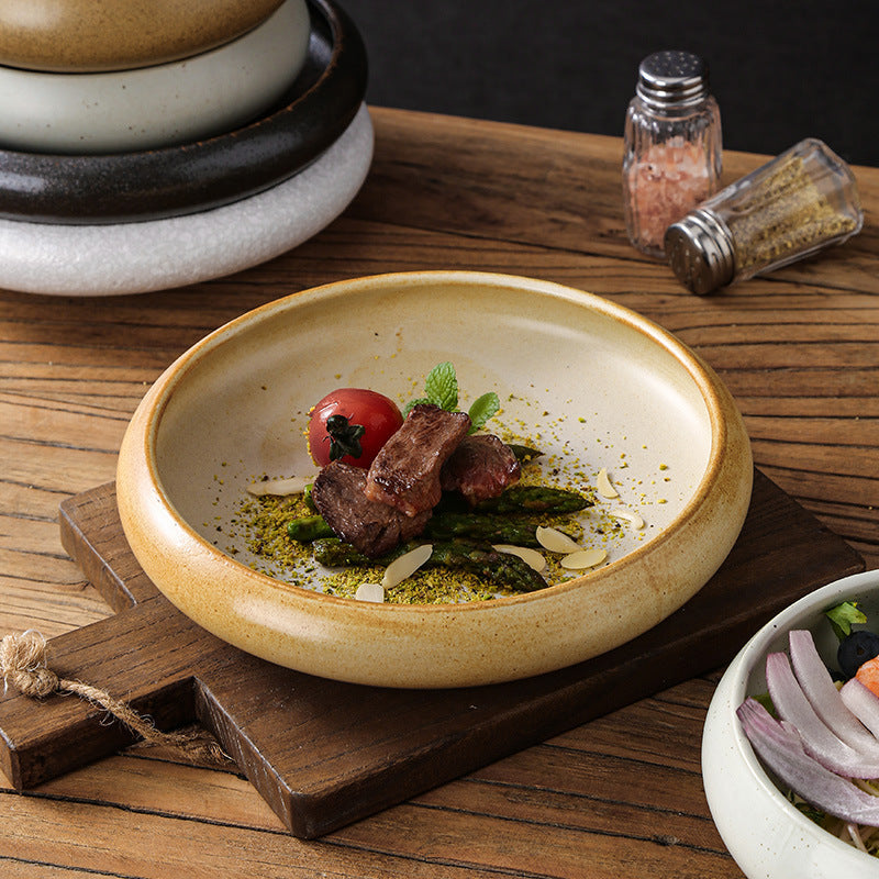Retro Japanese Style Ceramic Bowl Creative Personality Household Rice Bowl Restaurant Special Snack Bowl Dessert Salad Bowl