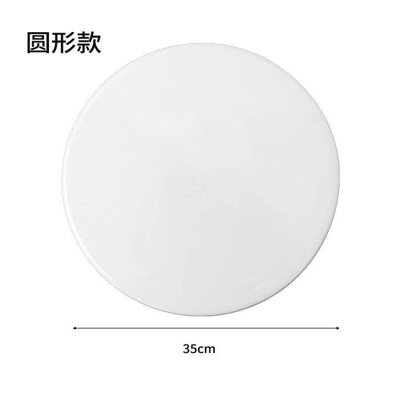 Ceramic Cake Plate Pure White Square Plate Dessert Display Dish Baking Tableware Buffet Round Swing Plate Long Square Plate