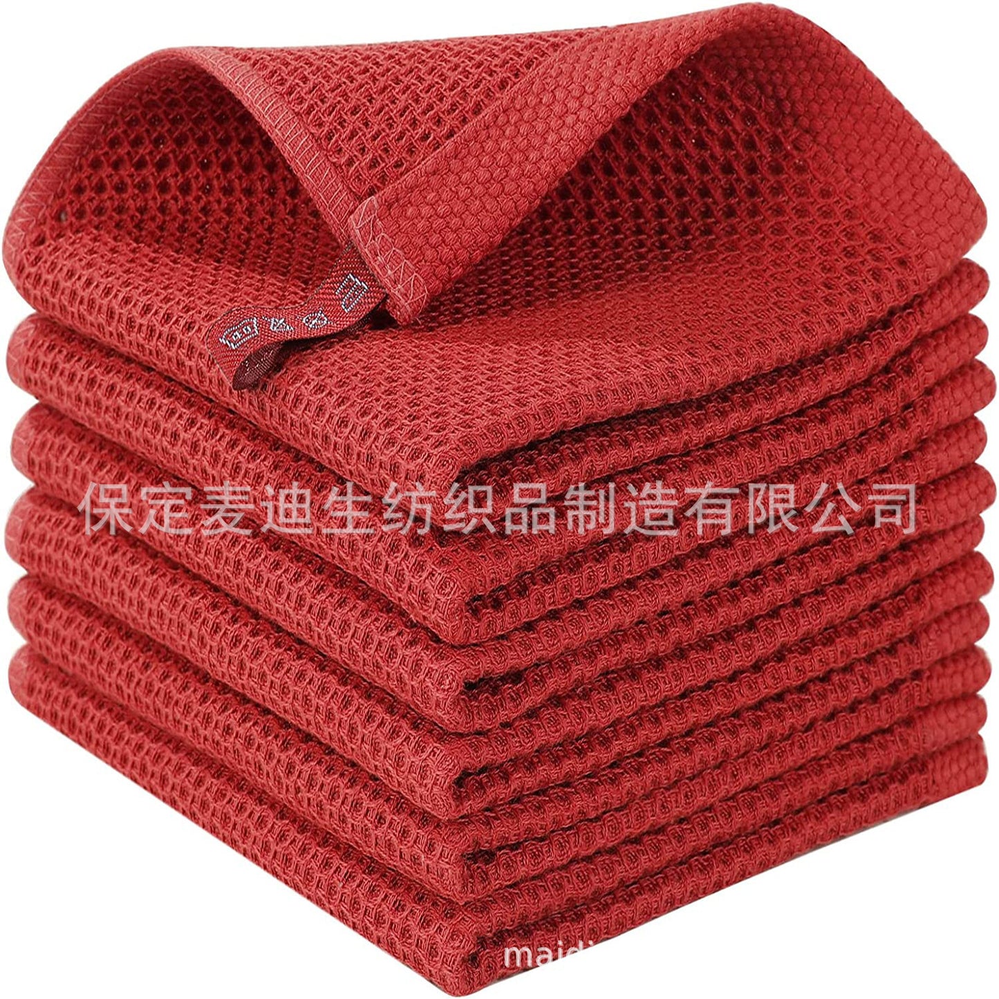 Cross-border Amazon pure cotton honeycomb kitchen dishwashing square towel can be suit with hook waffle square towel generation sticker code