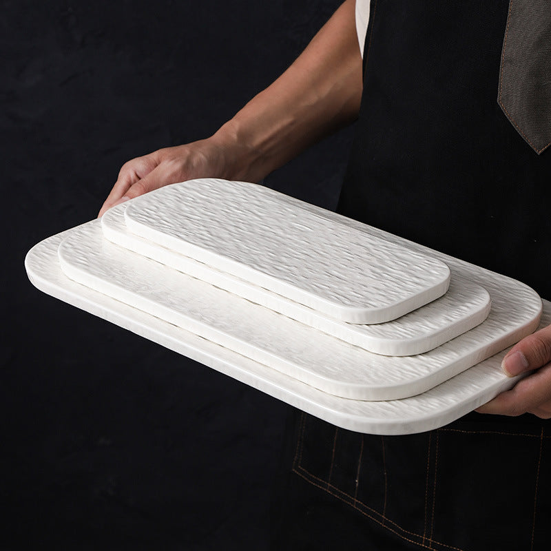 Stone Pattern Round Flat Ceramic Plate Western Food Steak Plate High-grade Sense Cake Plate Dim Sushi Plate Dessert Pastry Plate