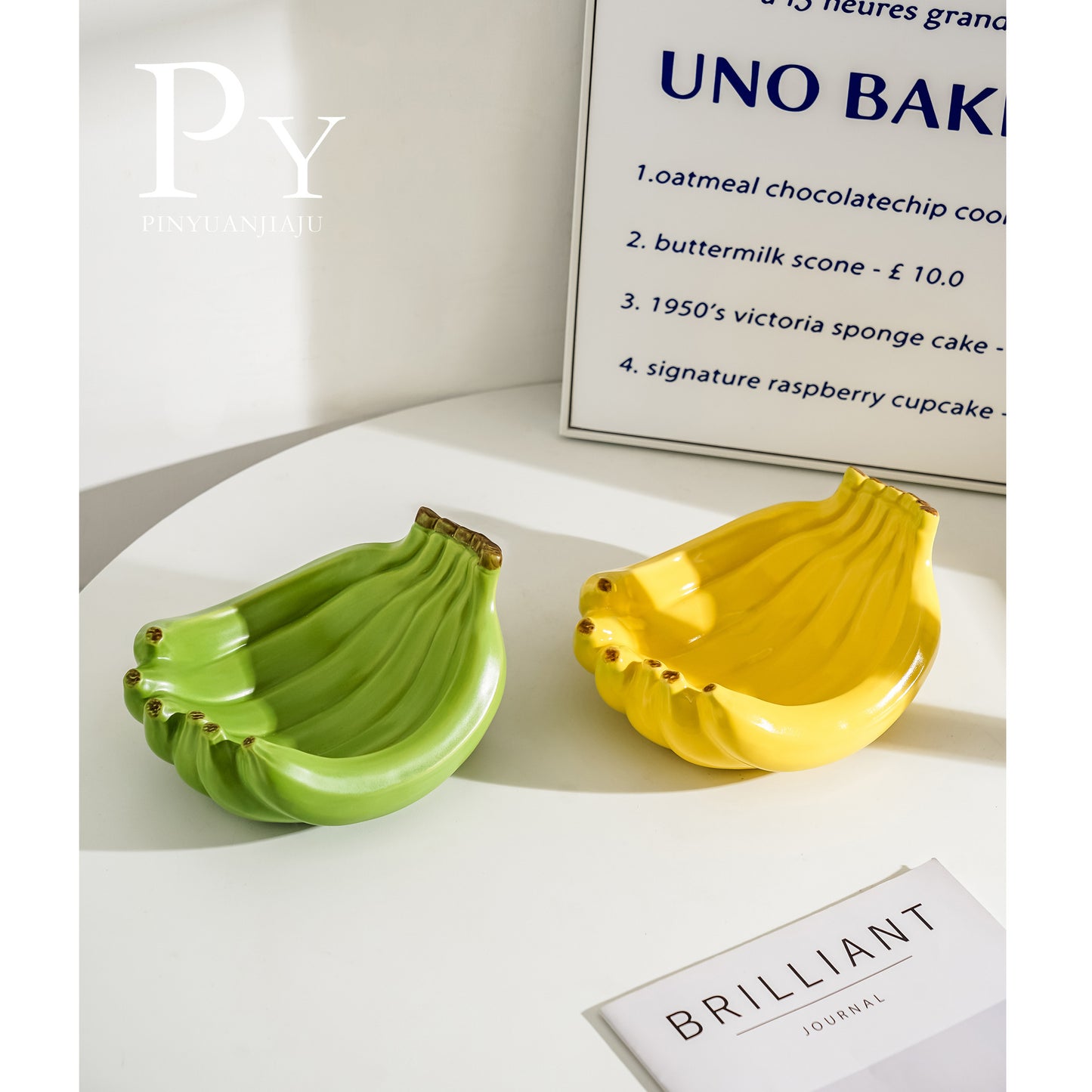 Ceramic Banana Fruit Plate, Snack Plate, Candy Plate, Living Room Coffee Table Fruit Plate, High-End Light Luxury Decoration