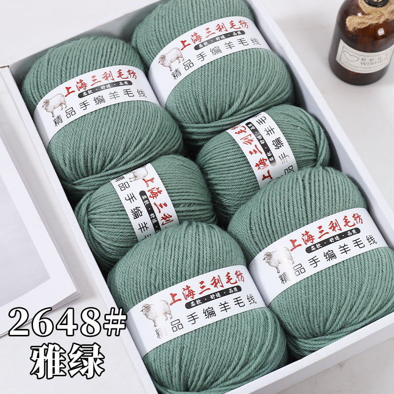 Shanghai Sanli 290 medium thick wool diy hand-knitted wool sweater cardigan scarf wool wholesale