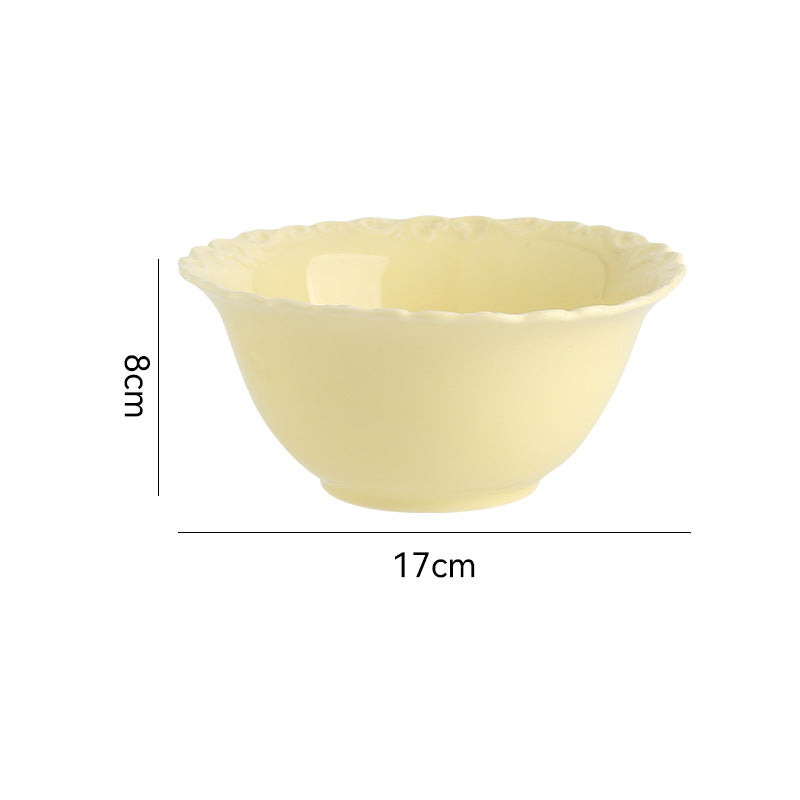 French ins style cream ceramic Western plate lace vintage dessert plate cream cake plate swing plate wholesale