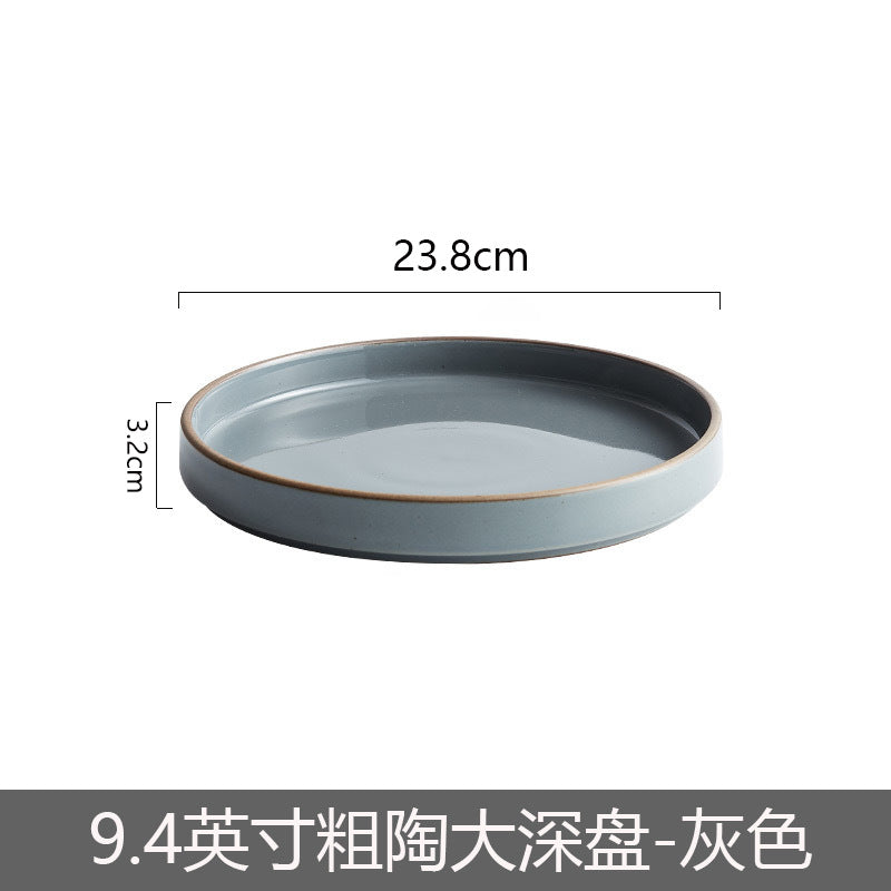 Ceramic Straight Plate Flat Bottom Deep Plate Soup Plate Japanese Seafood Plate Dish Plate Dessert Plate Nest Plate Simple Salad Bowl