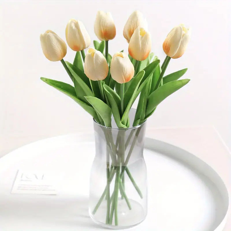 Pu Mini Tulip Artificial Flower Bouquet Cross-Border Artificial Flower Home Decoration Photo European Style Ornaments Factory Direct Sale