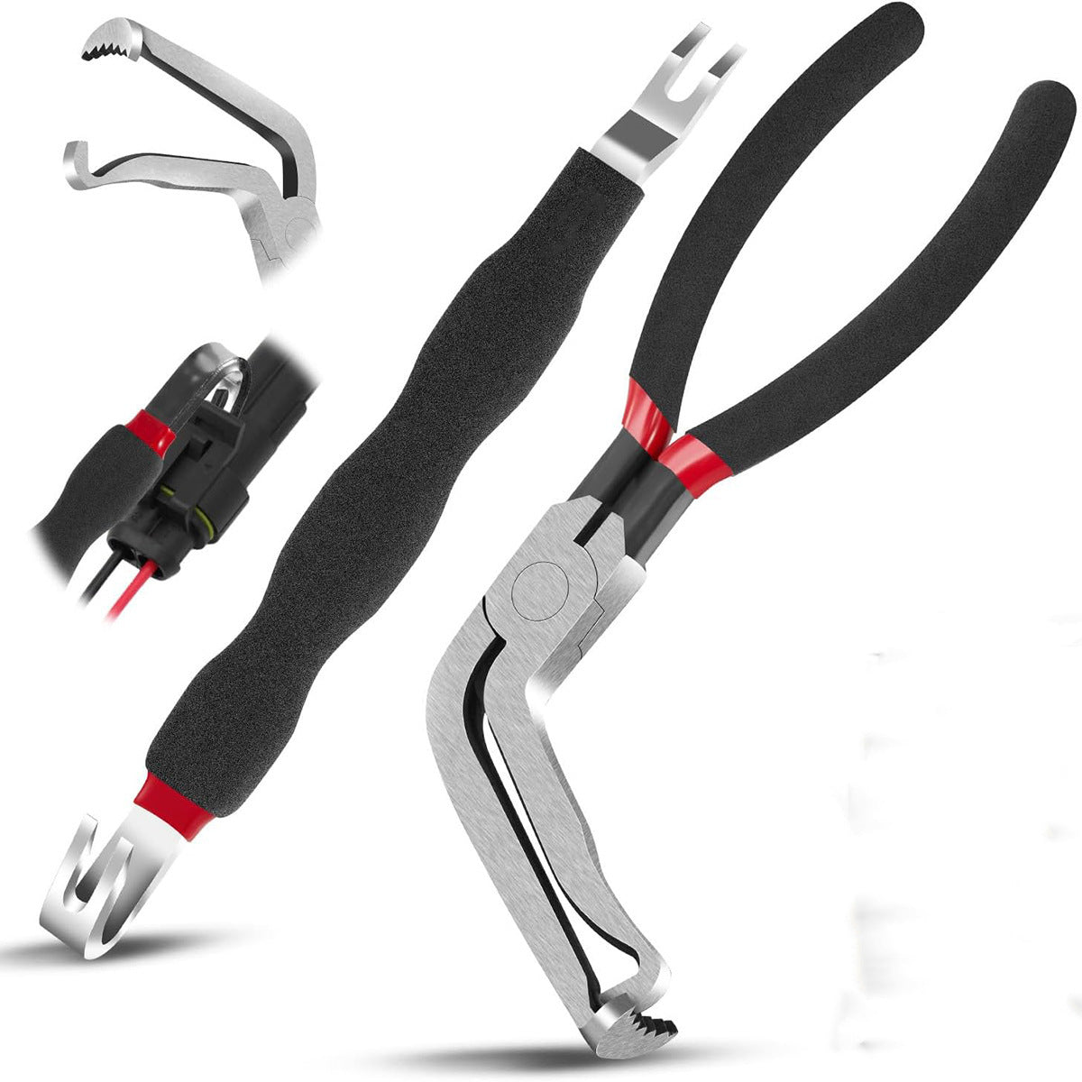 Red and black elbow 60 degree power-off pliers bolt pliers multi-purpose pliers car oil pipe separation harness pliers cross-border pliers