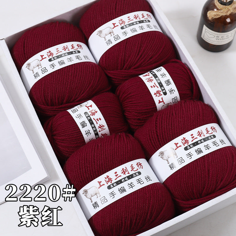Shanghai Sanli 290 medium thick wool diy hand-knitted wool sweater cardigan scarf wool wholesale