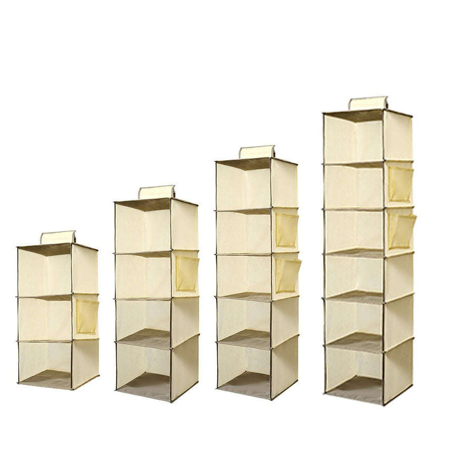 Foldable Metal Hook Velcro Bamboo Sheet Bearing Strong Multi-purpose Layered Wardrobe Finishing Storage Hanging Bag Wholesale