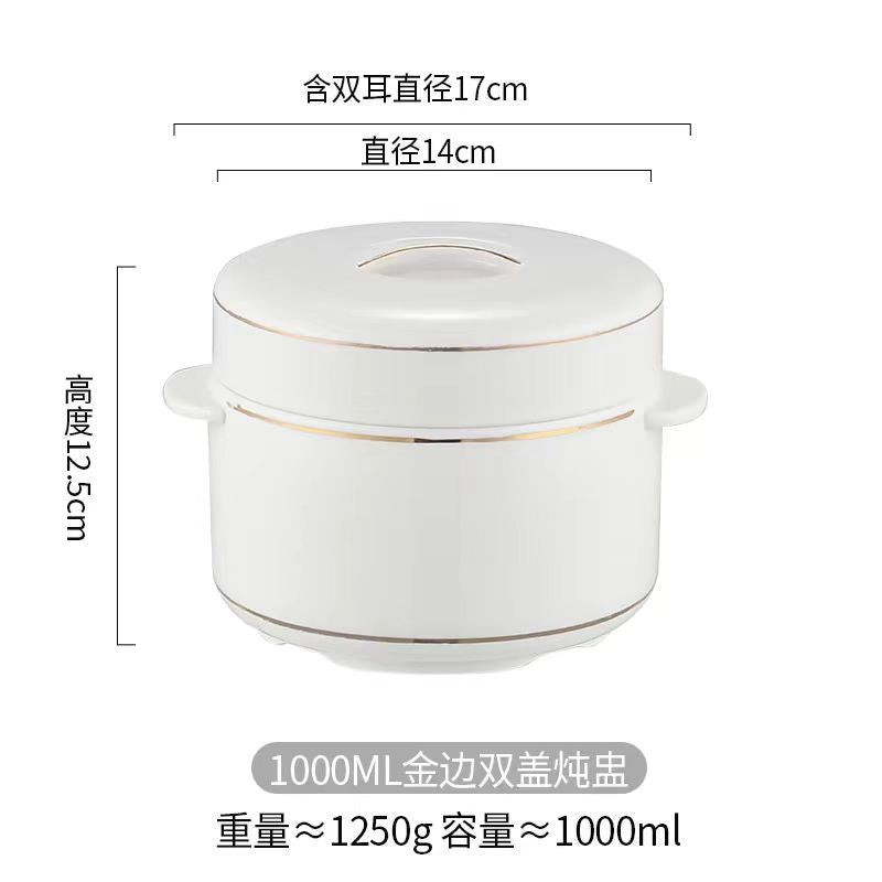 Water-proof Stew Pot Chunky Stew Pot Ceramic Steamed Egg Stew Pot with Lid Double Lid Soup Pot Household Bird's Nest Size Inner Pot Steaming Pot