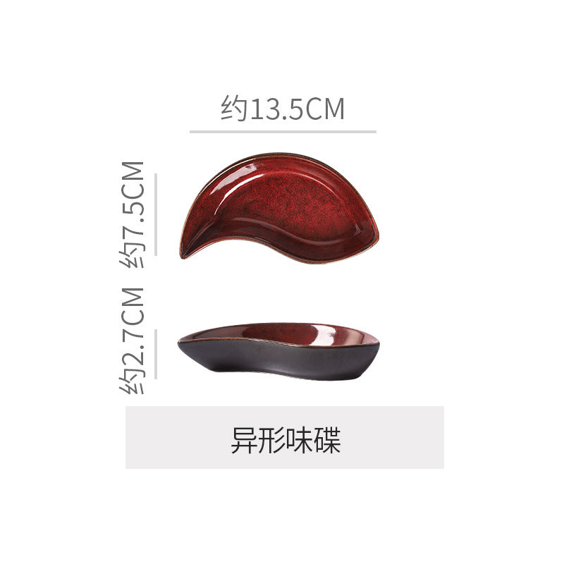 Personalized wine red ceramic restaurant hotel tableware embossed exquisite fruit pastry tray tea tray household dish salad bowl