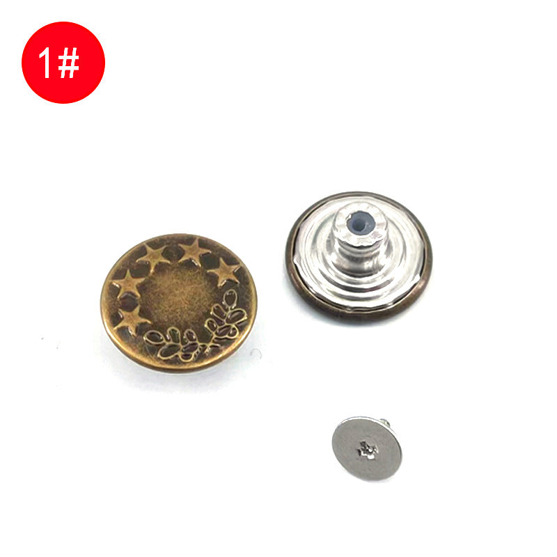 Wholesale In-Stock Waist-Cinching Button-Free Detachable Jeans Buttons, Eco-Friendly Buttons, Screw Metal I-Shaped Buckles