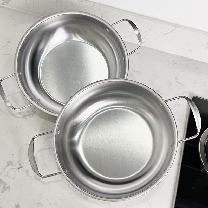 Korean-style Troops Small Hot Pot Seafood Dry Pot Net Celebrated Lamian Noodles Pot Cooking Pot Stainless Steel Noodle Pot Double Ear Soup Pot