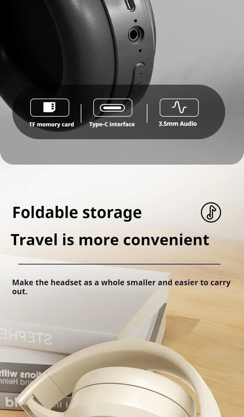 Over Ear HIFI Stereo M5 Headsets Wireless Bluetooth 5.3 Headphones Sports Gaming Earphones Support TF/AUX Noise Reduction