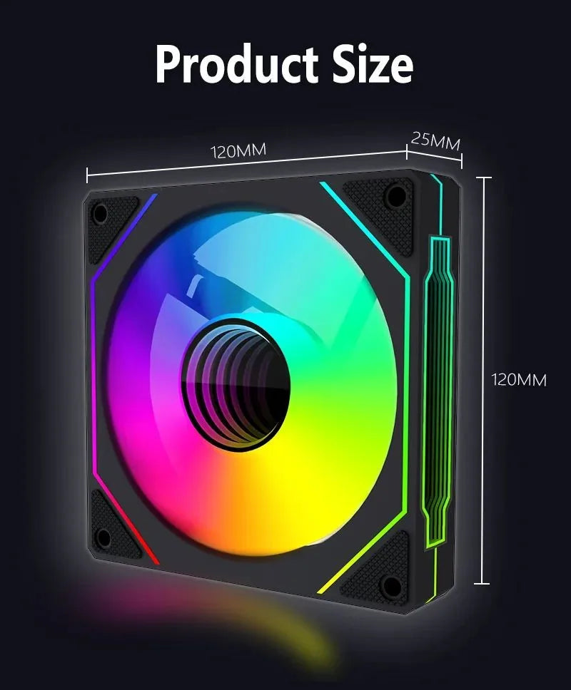 LDPCSJ PRISM 4 RS 12cm ARGB 4 Pin Computer Case Fan Quiet Cooling 12V Large Air Volume 1200RPM for Desktop Gaming PC Build