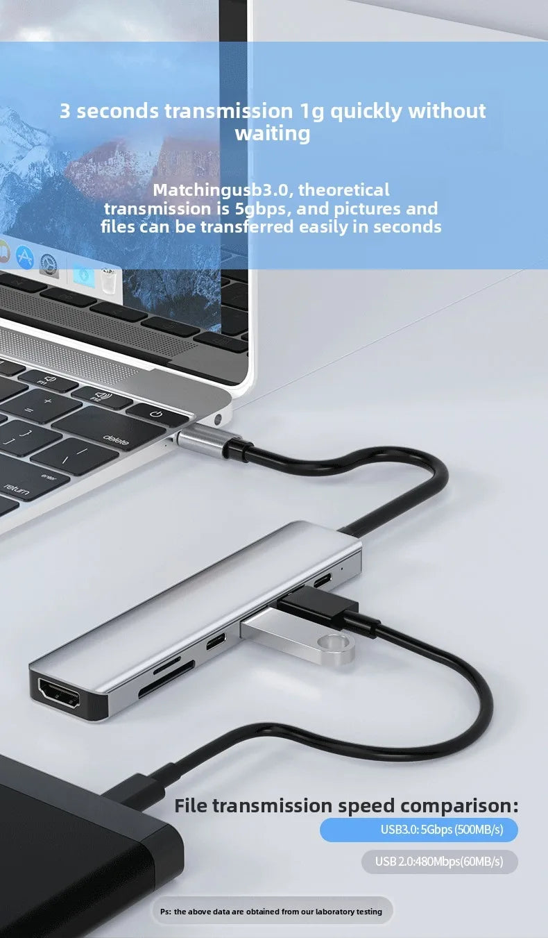 USB C Docking Station TYPE-C HUB to HDMI 4K 30Hz with Screen off Button USB 3.0 5Gbps HUB 87W Fast Charging for MacBook