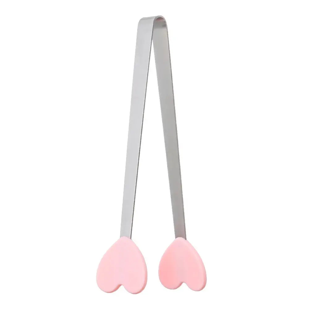 1pc Creative Silicone Stainless Steel Mini Snack Food Tongs Non-slip Handles BBQ Bread Ice Cube Clip Kitchen Accessories
