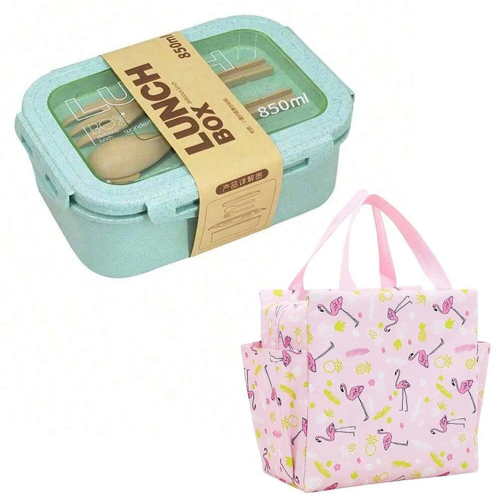 1pc Wheat Straw Lunch Box, Bento Box for Students, Portable Sealed Compartment Lunch Container for Microwave,back to school