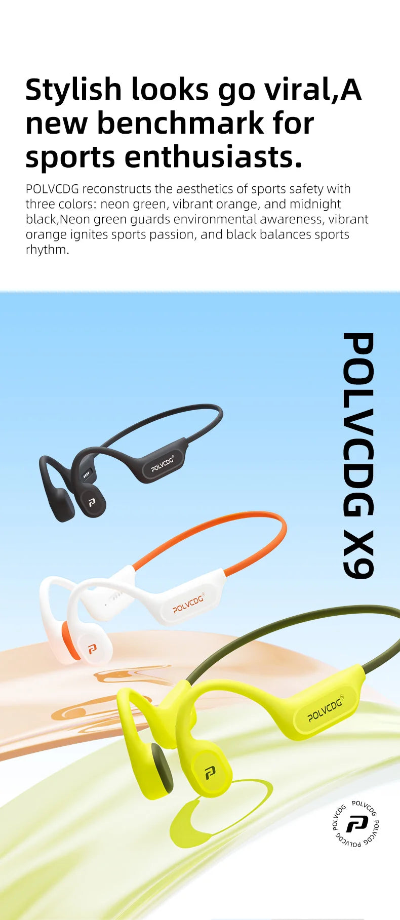 POLVCDG X9 Bone Conduction Earphones 32G IPX8 Waterproof Open Design for Swimming Running Cycling Hanging Earphones