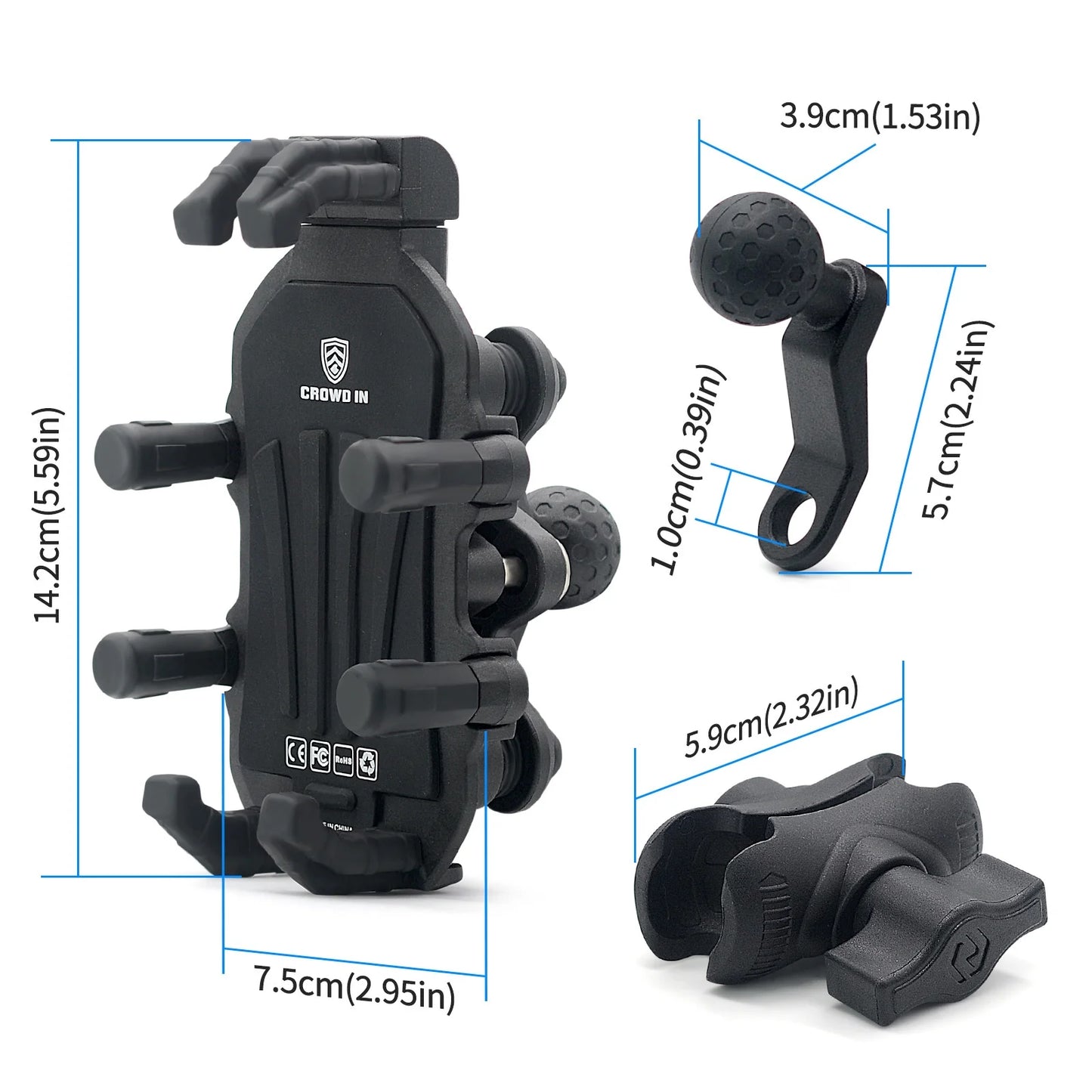 Motorcycle Mobile  Holder Car Aluminum Alloy Upgrade Shock Absorption Electric Vehicle Mobile Phone Holder Outdoor Mirror Seat