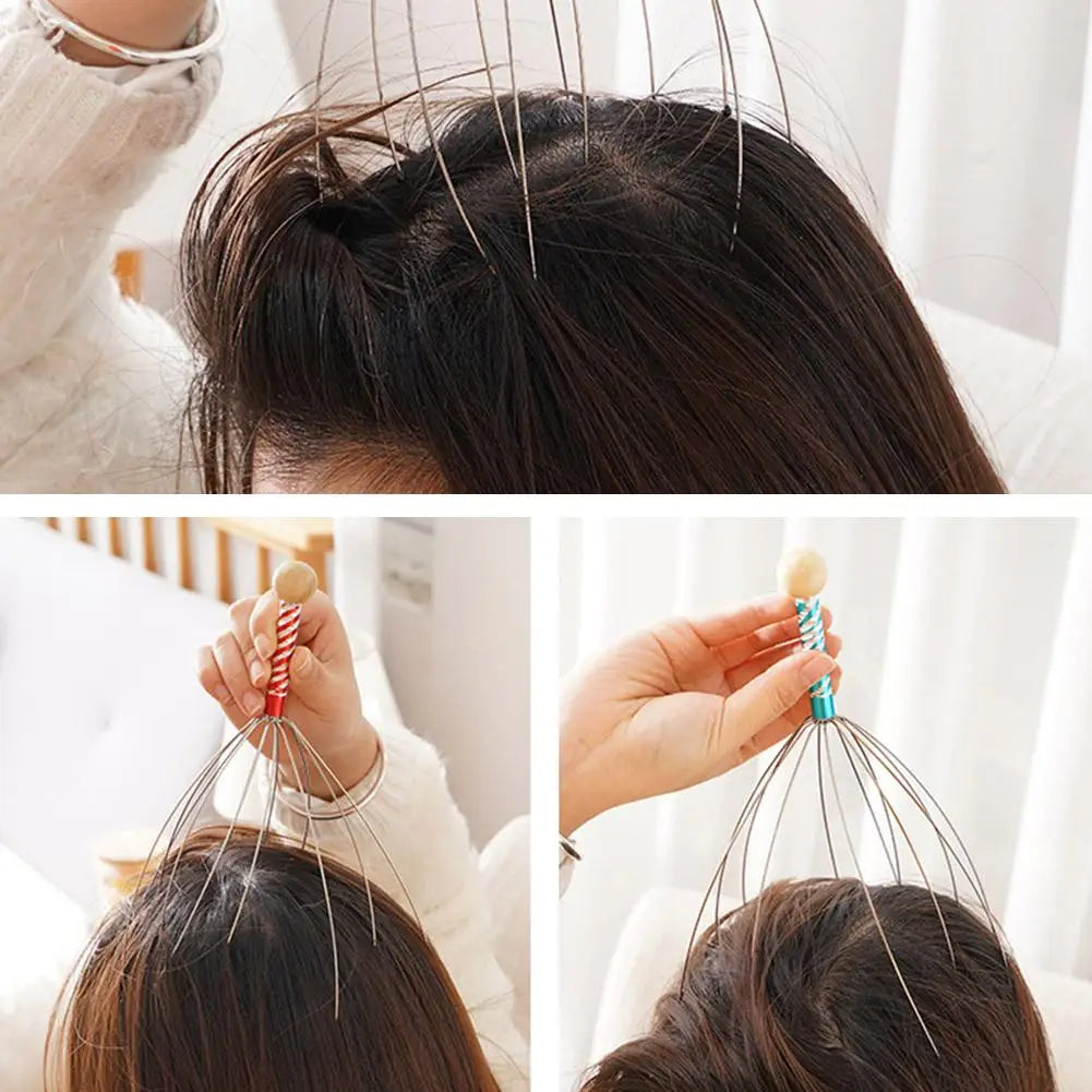 Octopus Head Massager Scratching Scalp Relaxation Relief Body Massager Scratcher Relieves Tension Health Care Tools Random Color