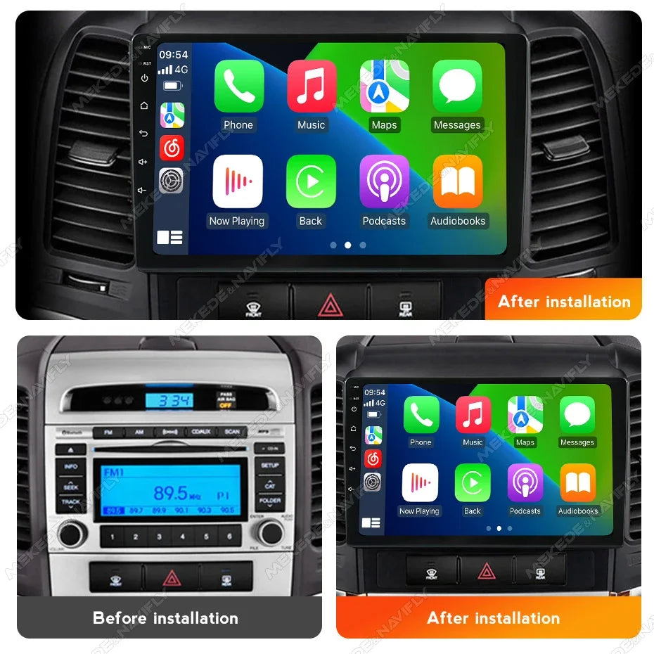 MEKEDE &NAVIFLY Android 14 Wireless Carplay Auto Car Radio for Hyundai Ix45 Santa Fe 2006 - 2012 Multimedia Player GPS FM Stereo