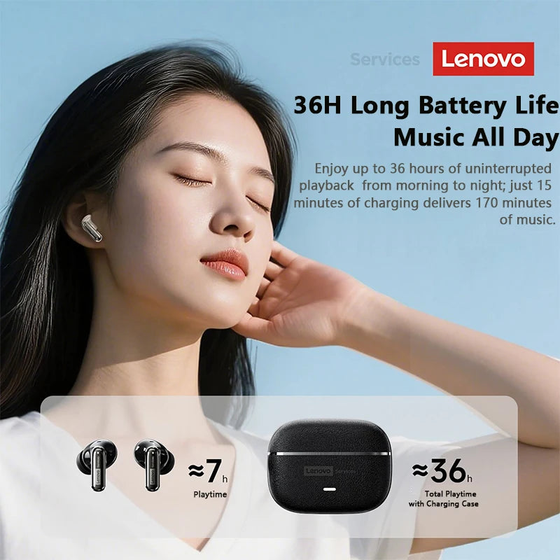 Choice Lenovo LE208 Wireless Bluetooth Leather Earphones Stereo ENC Noise Cancelling Headphone 38ms Low Latency Gaming Headset
