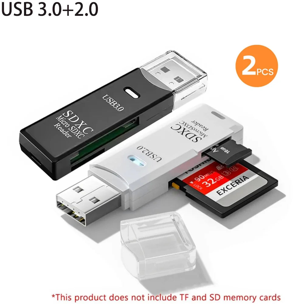 2-in-1 Multi Functional  USB 3.0 Card ReaderMiniSD TFMemoryCardReaderUSBFlashDrive CardreaderAdapter For PCLaptops Accessories