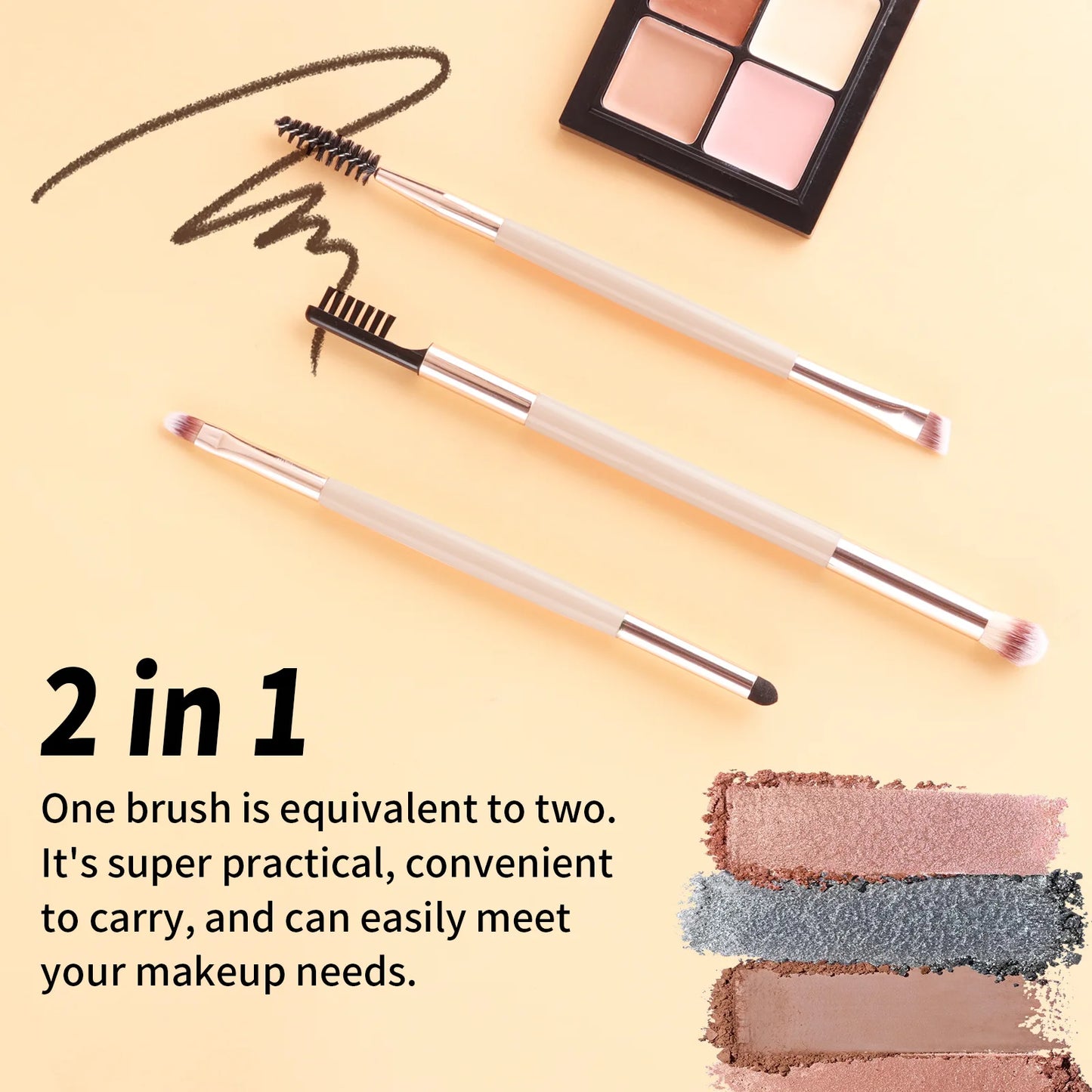 11 full set of eye makeup brushes, double-head design, eyeshadow brush, smudge brush, eyebrow brush, full set of beauty tools