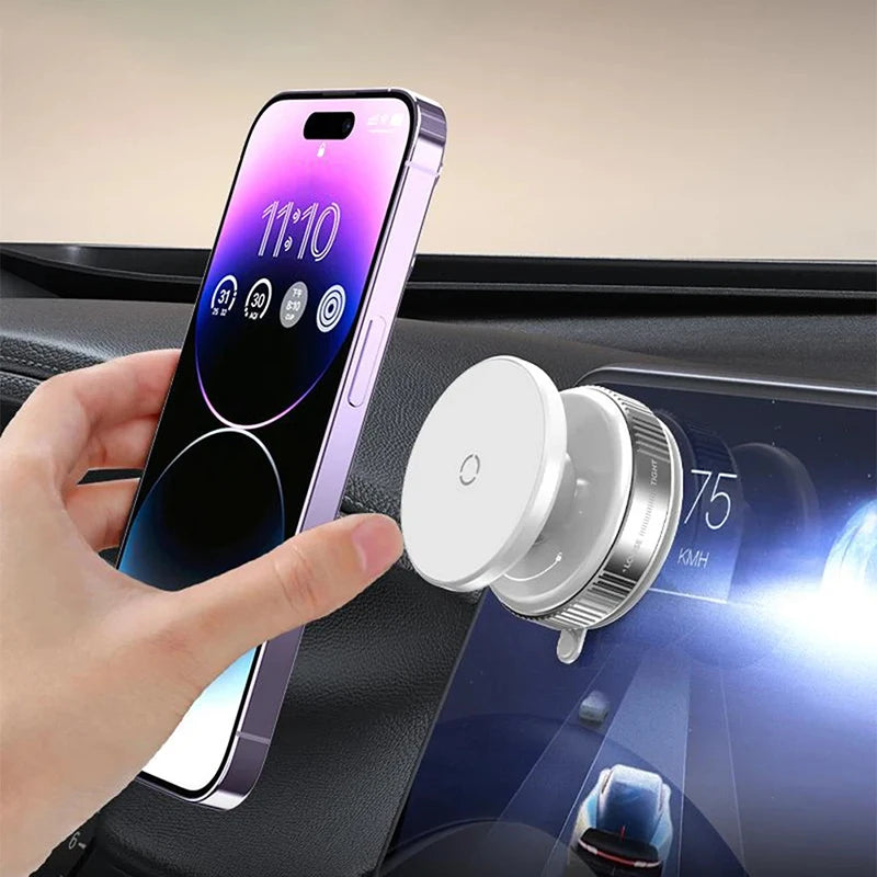 Strong Magnetic Car Phone Holder Foldable Magsafe Design 360° Adjustable Vacuum Mount for Car/Desk/Bathroom/Universal Use Metal
