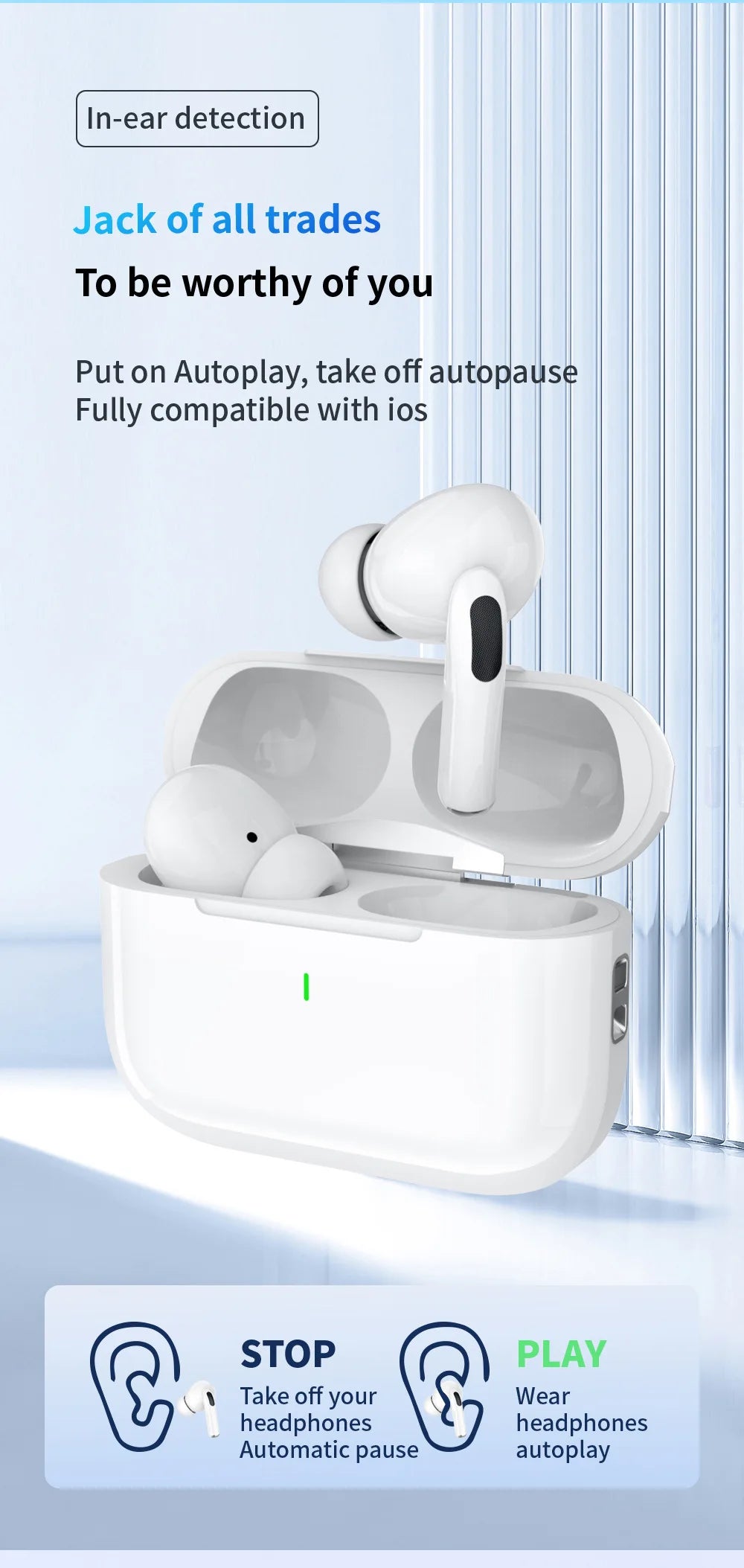 True Wireless Bluetooth Earphones Headphones Bin Lanyard HiFi Sound Low Latency Noise Reduction Earbuds for IOS Android