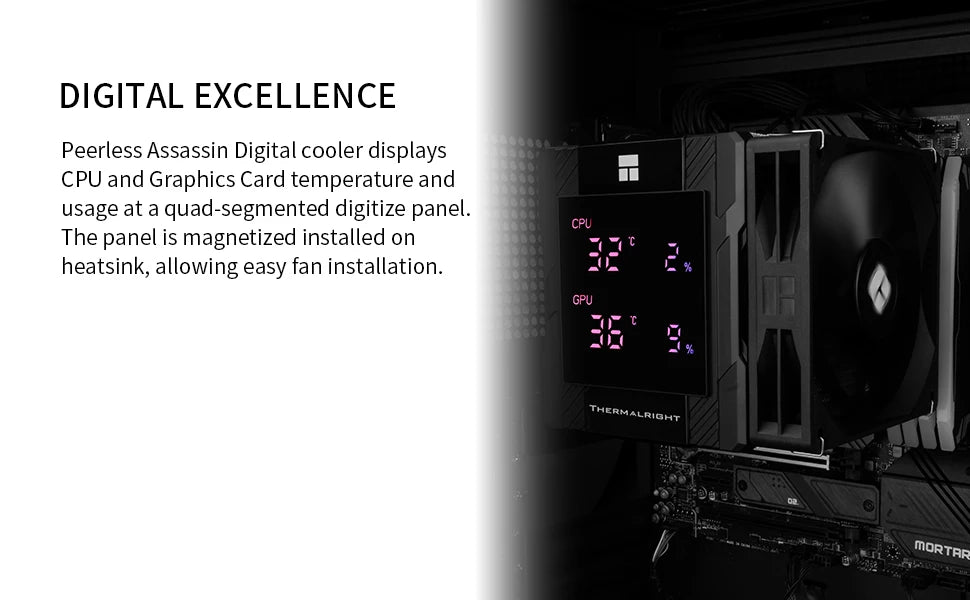 Thermalright Peerless Assassin 120 ARGB Digital Black CPU Air Cooler Supports LGA1851/1700/115X/1200/ AMD AM4/AM5