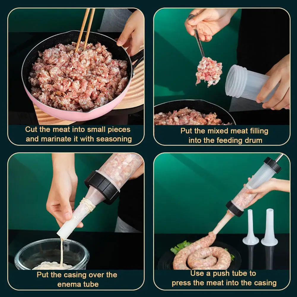 Manual Hand Push Sausage Maker Enema Device Household Kitchen Tool for Handmade Small Sausages Filling