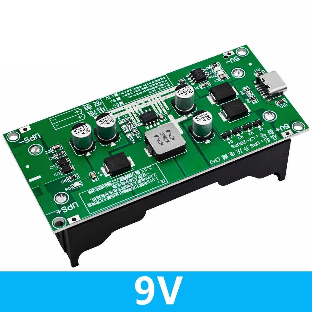 Type-C 15W 3A 18650 Lithium Battery Charger Module DC-DC Step Up Booster Fast Charge UPS Power Supply / Converter 5V 9V 12V