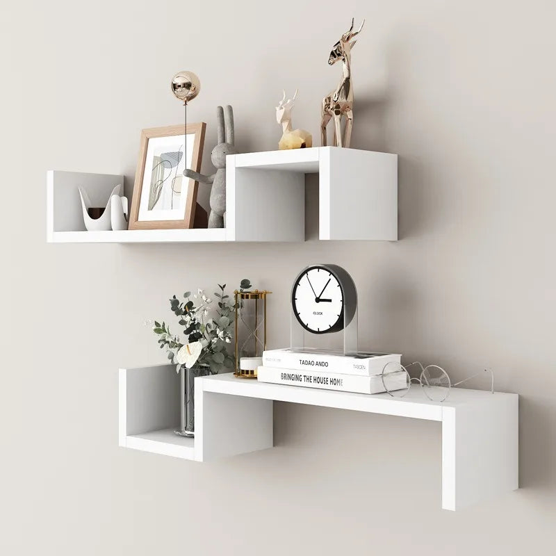 Modern Floating Shelves Wall Mounted Living Room Bedroom Decor Geometric Storage Shelf Organizer for Books Plants Art