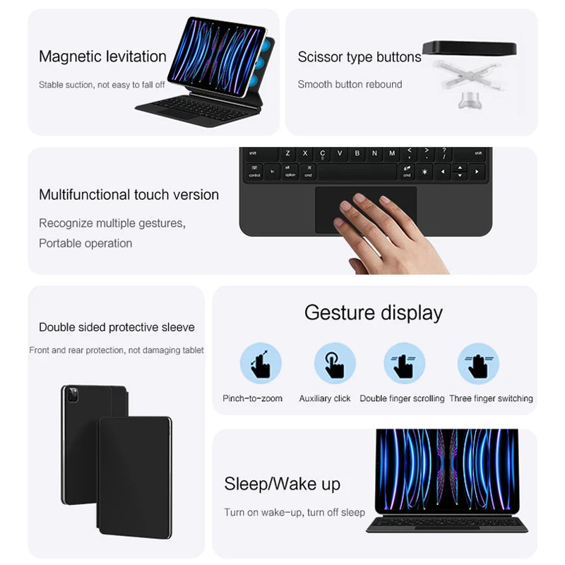 TouchPad Magic Keyboard for iPad Air 11 13 M4 2026 M3 M2 iPad 10 10th Air 4 5 6 iPad Pro 11 12.9 13'' M5 M4 Smart Cover Backlit