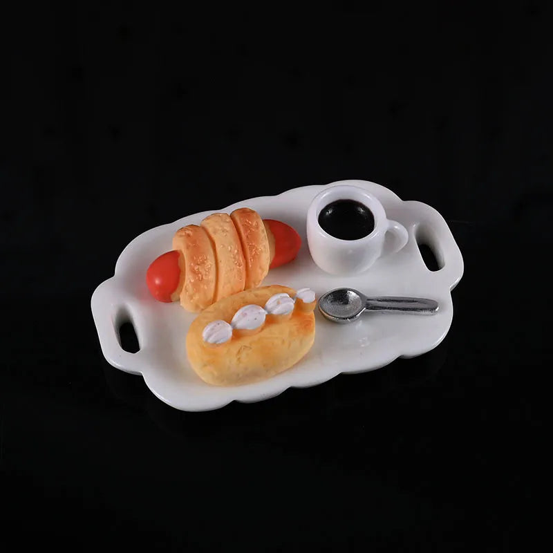 1set 1/12 Dollhouse Simulated Breakfast Afternoon Tea Set Dollhouse Mini Kitchen Food Decoration For Kid Pretend Play Toys