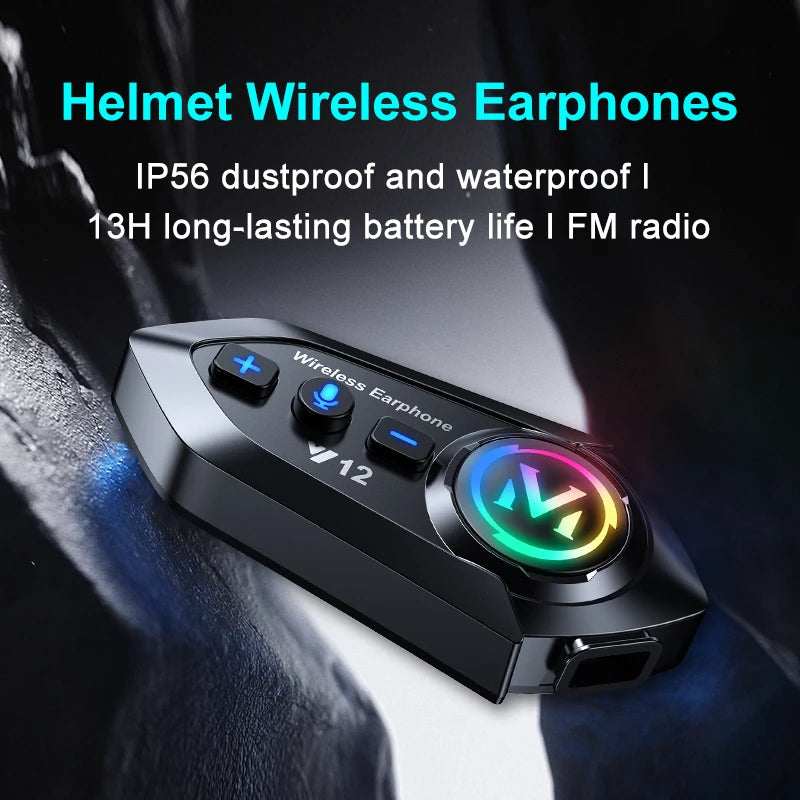 Bluetooth 5.4 Motorcycle Helmet Headset 500mAh Battery Life Wireless Hands Free Headphone Waterproof Noice Reduction Earphone