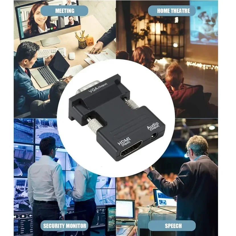 HDMI-compatible Female To VGA Male Converter with 3.5mm Audio Cable for PS4 Monitor Projector PC Laptop 1080P HD To VGA Adapter