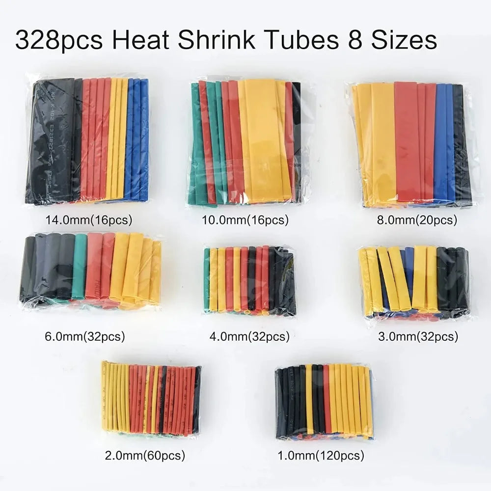 580PCS 2: 1 Cable Shrink Tube Kit Heat Assorted Pack Thermoretractile Insulation Sleeving Cable Wire Shrink Wrapping for DIY