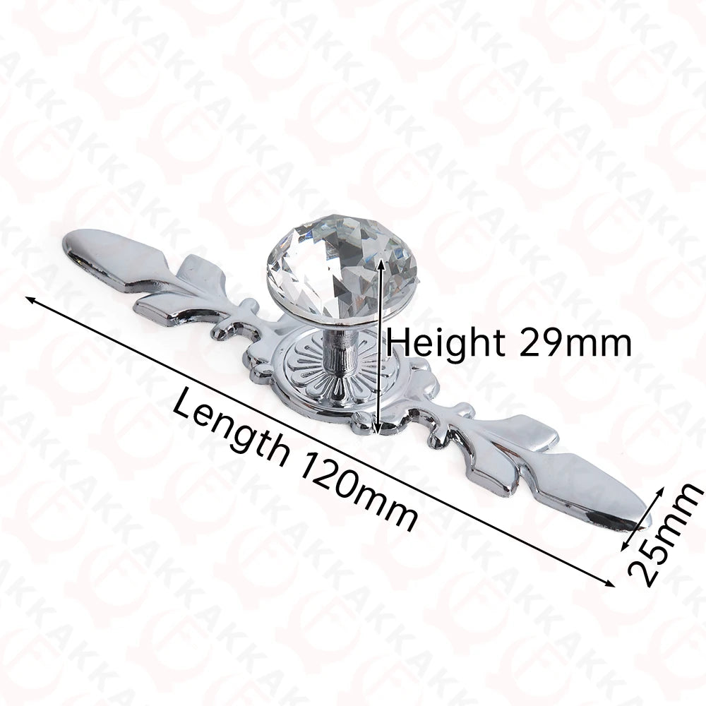 KAK Gold Diamond Crystal Glass Cabinet Knobs and Handles Cupboard Door Pulls Zinc Alloy Kitchen Handle Furniture Door Hardware
