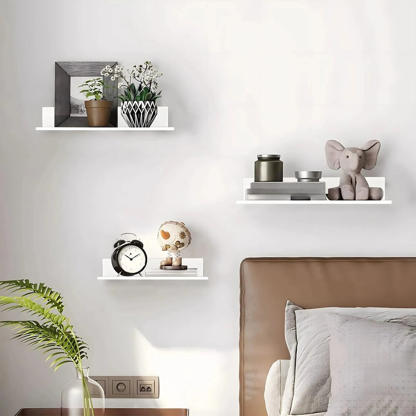 20/30/40/50cm Metal Floating Shelves Wall Mounted Storage Shelf Kitchen Shower Room Bedroom Bathroom Organizer Accessories