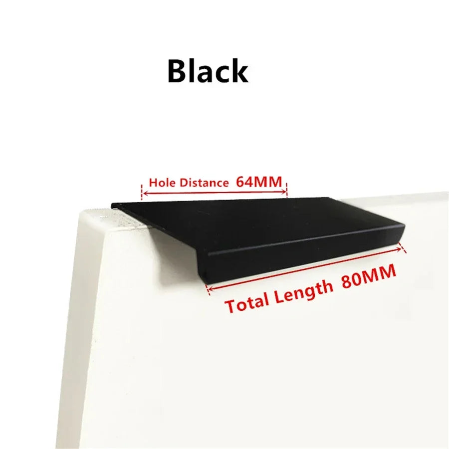 Black Silver Gold Long strip Handle Aluminum alloy strip handle Kitchen Cupboard Pulls Wardrobe Drawer Knobs Furniture Handles