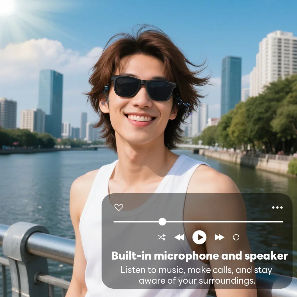 Lenovo AI Smart Wireless Glasses Bluetooth Sunglasses Remote 8K Control Touch Photo Camera Recording Voice Assistant Translator