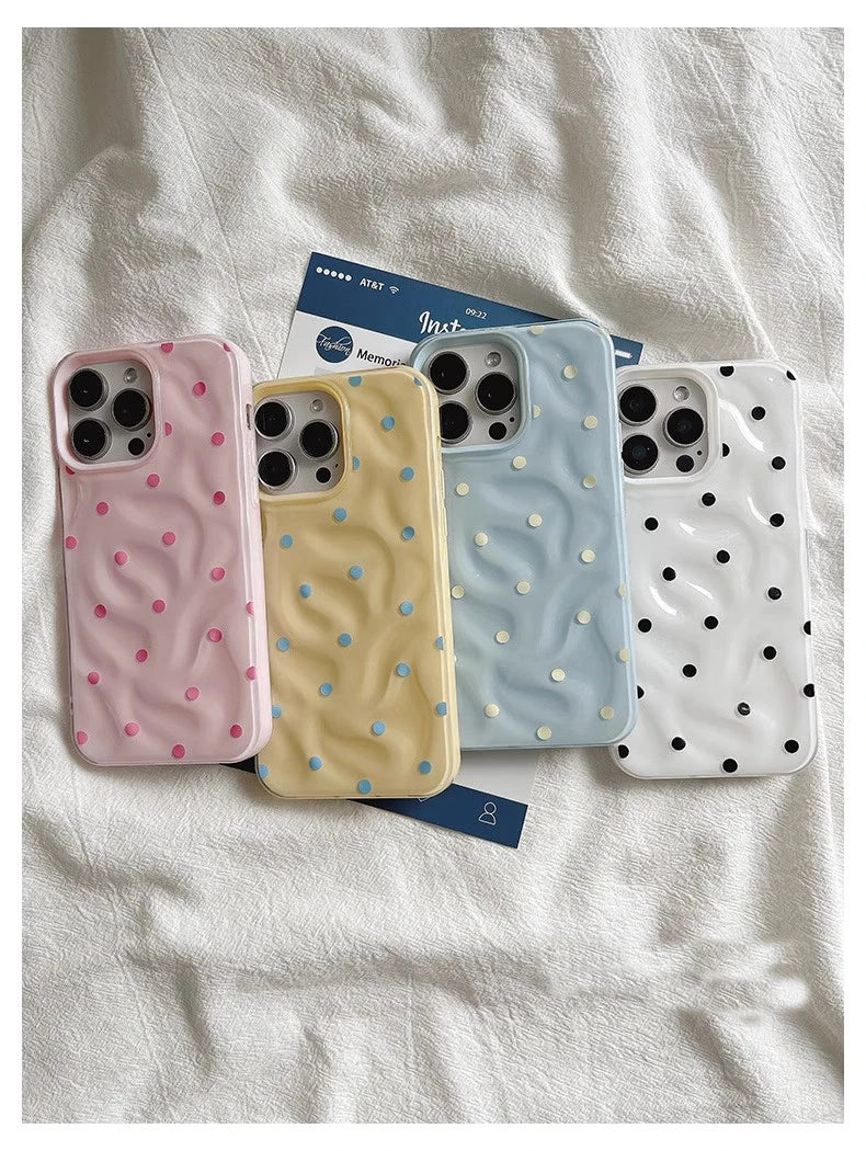 Black Polka Dots Case For IPhone 16 15 Plus 12 13 11 17 Pro Max Lovely Cover For Iphone 16 15 14 Plus Case Cover Funda Bumber
