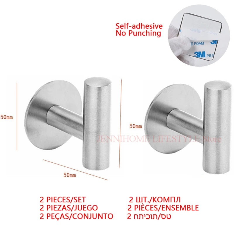 No Drill Toilet Paper Holder Wall Mount Self Adhesive Stainless Steel Towel Bar Ring Tissue Roll Dispenser For Bathroom Kitchen